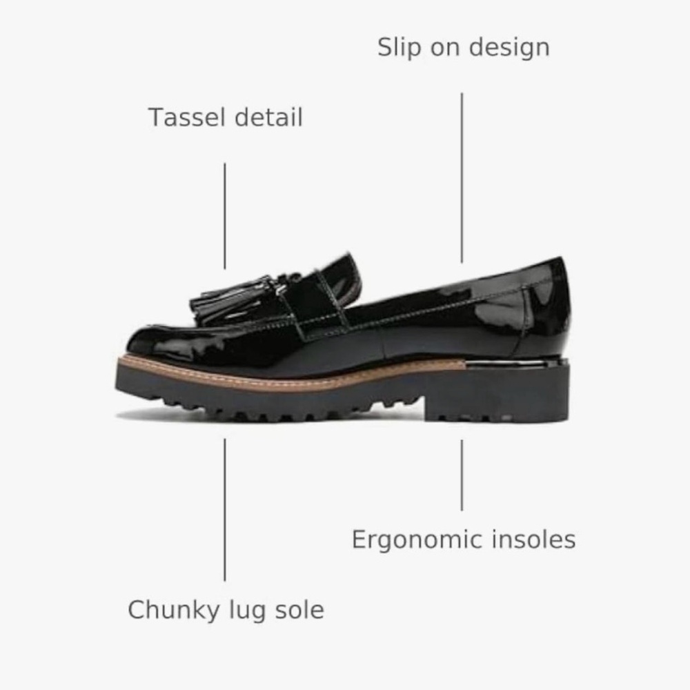 Franco Sarto Black Patent Leather Tassel Loafers - Picture 3 of 5
